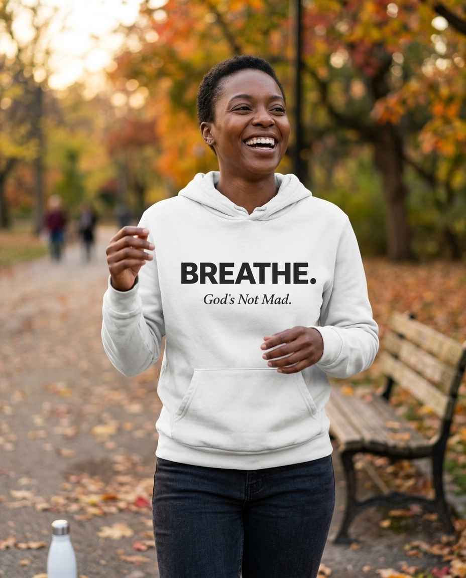 Breathe. God’s Not Mad. Adult Hoodie - Light Colors