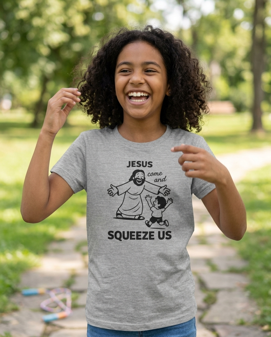 Jesus Come and Squeeze Us Youth Tee - Light Colors