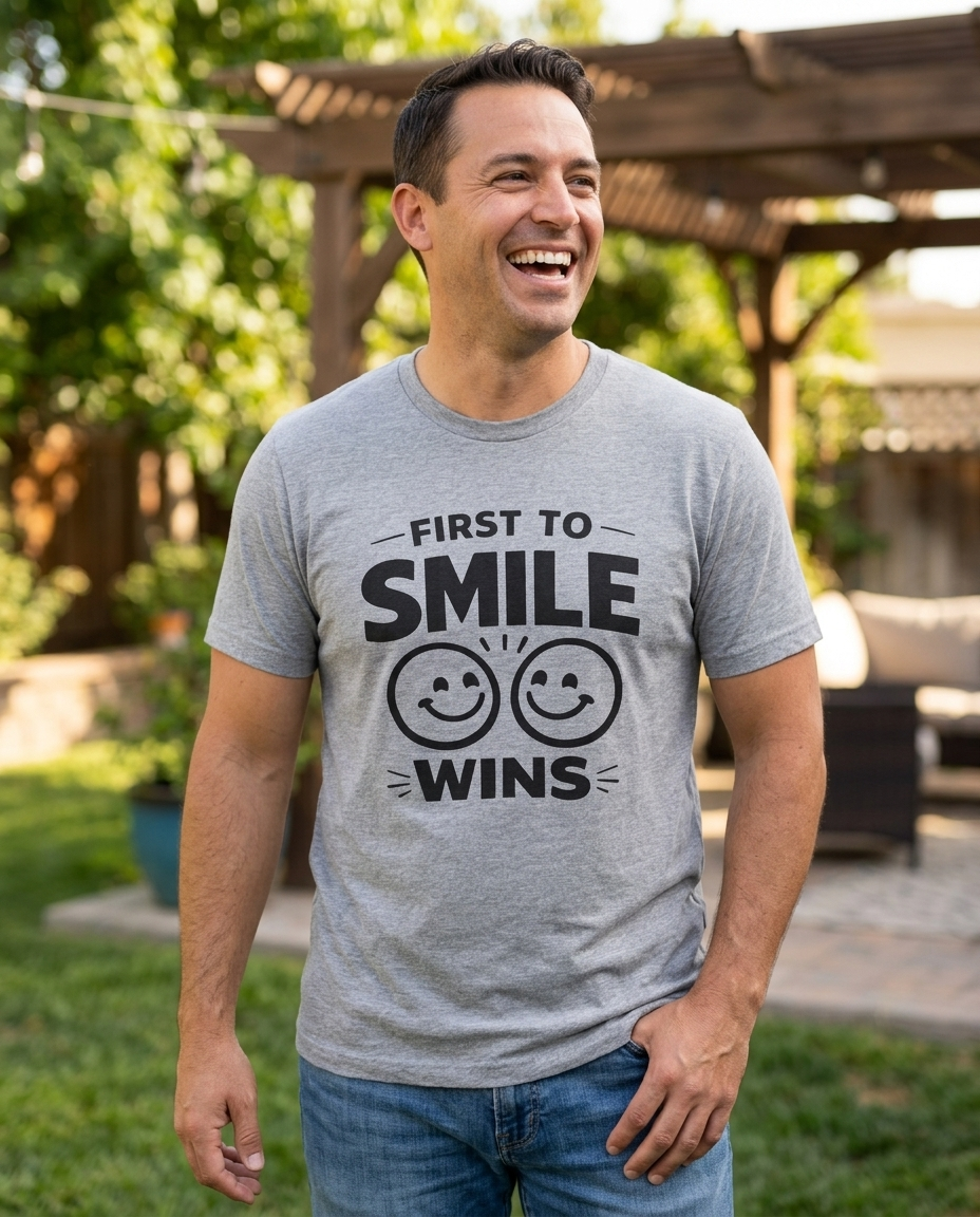 First to Smile Wins Adult Tee - Light Colors