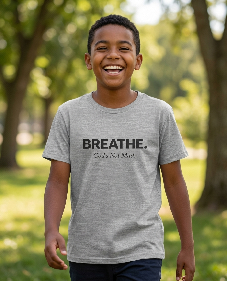Breathe. God’s Not Mad. Youth Tee - Light Colors