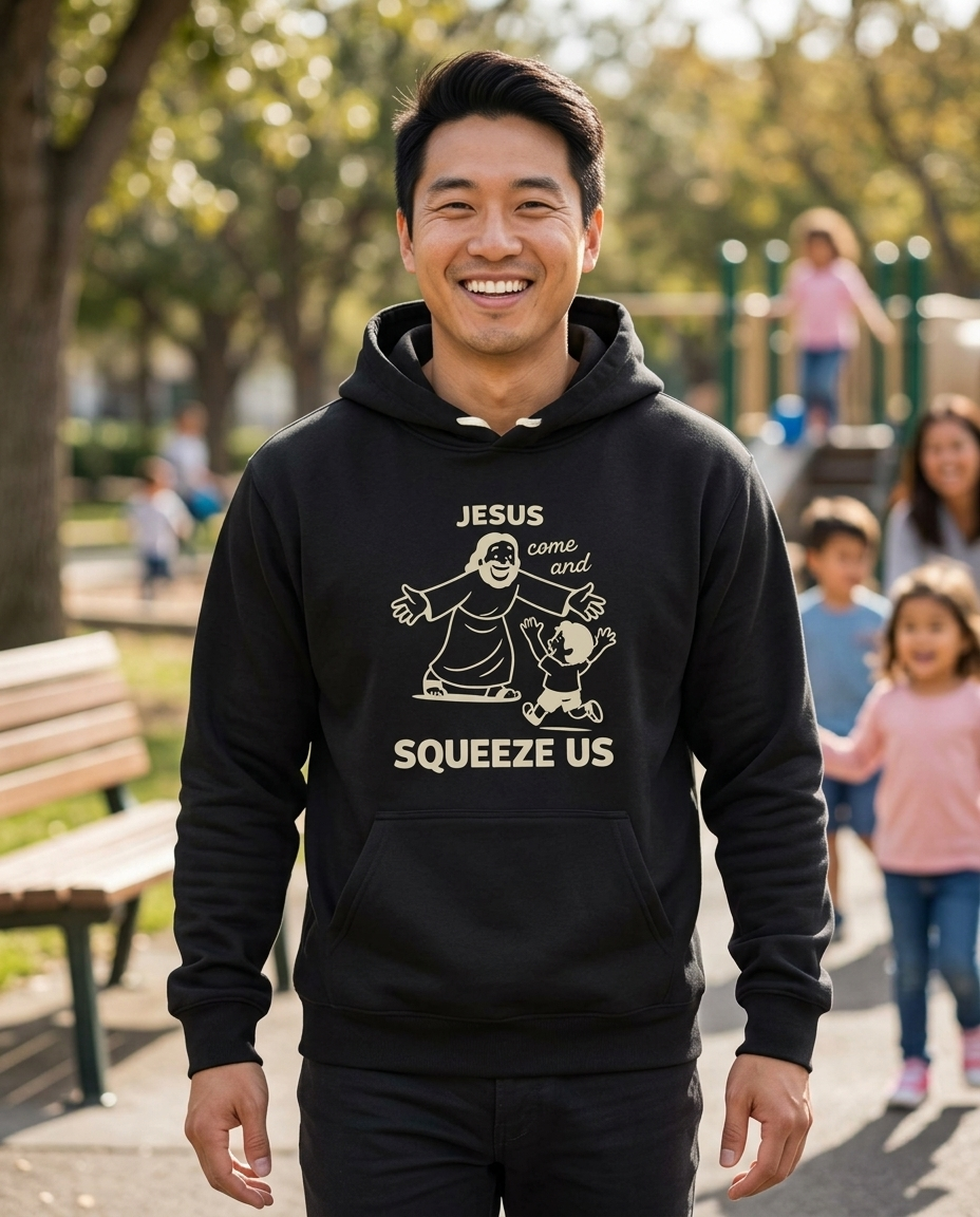 Jesus Come and Squeeze Us Adult Hoodie - Dark Colors