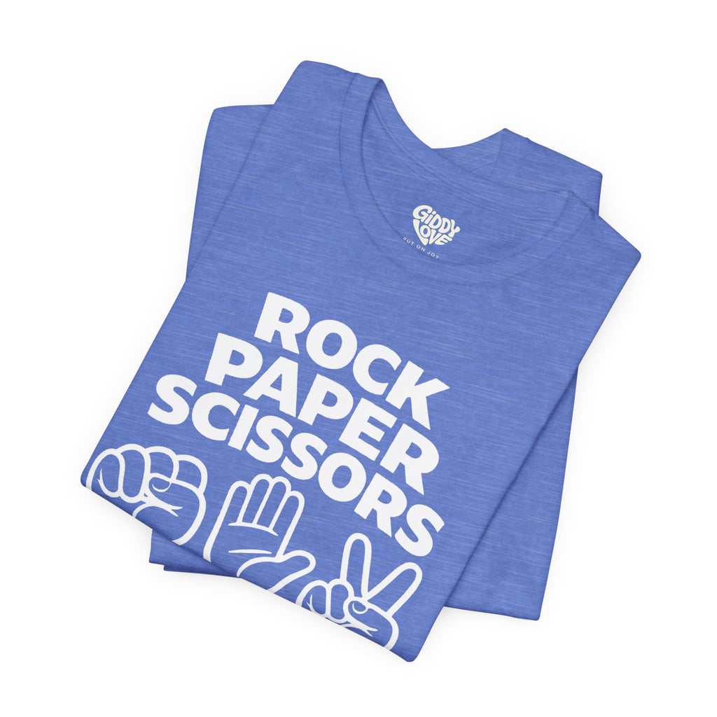 Rock Paper Scissors Adult Tee - Bright Colors