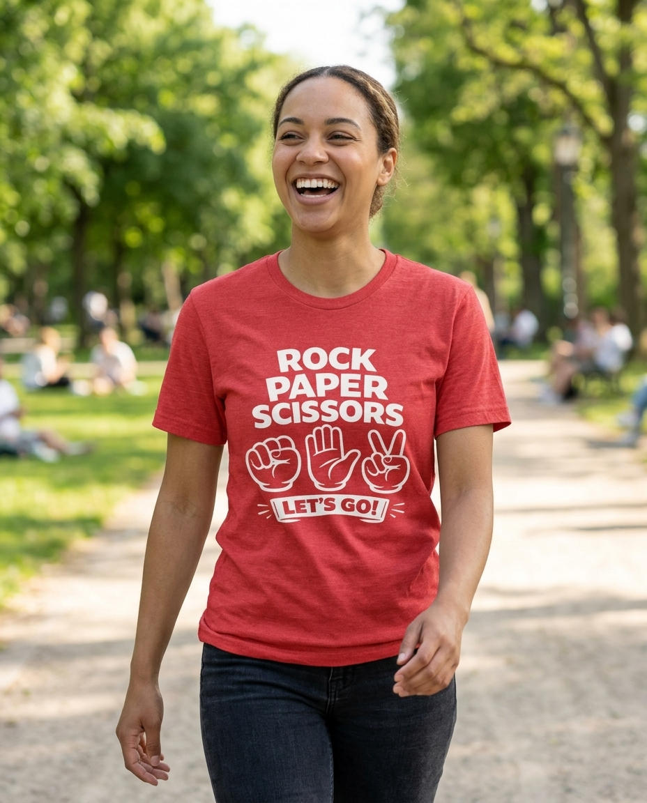 Rock Paper Scissors Adult Tee - Bright Colors