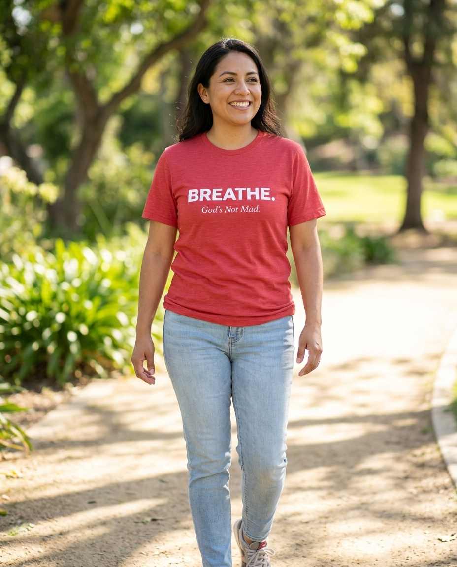 Breathe. God’s Not Mad. Adult Tee - Bright Colors