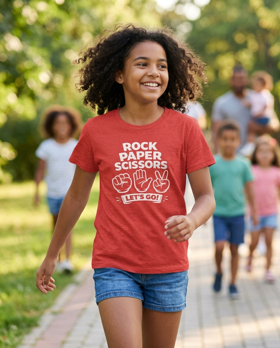 Rock Paper Scissors Youth Tee - Bright Colors
