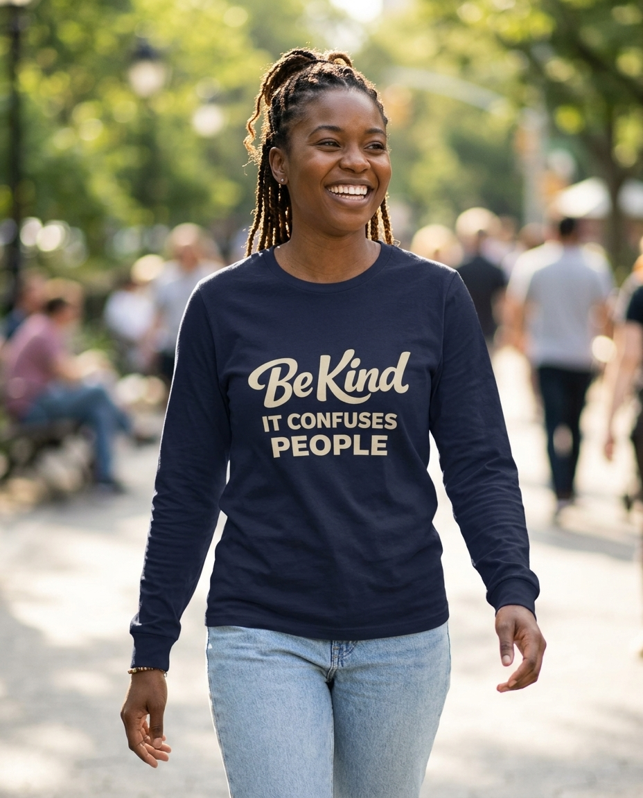 Be Kind It Confuses People Adult Long Sleeve Tee - Dark Colors