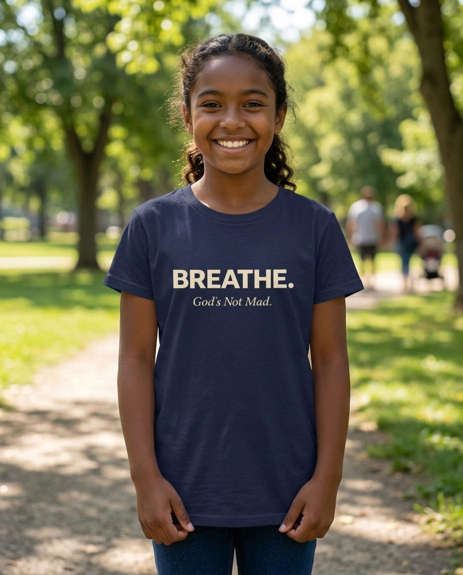 Breathe. God’s Not Mad. Youth Tee - Dark Colors
