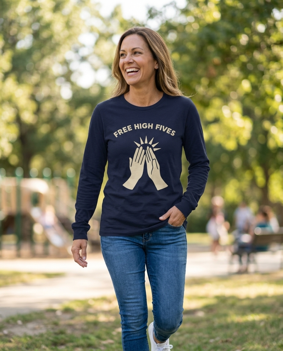Free High Fives Adult Long Sleeve Tee - Dark Colors