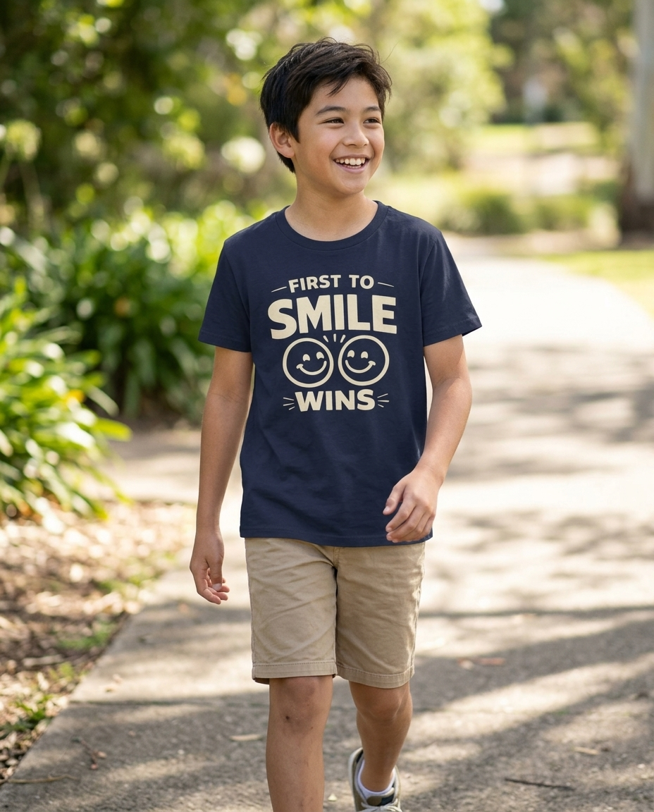 First to Smile Wins Youth Tee - Dark Colors