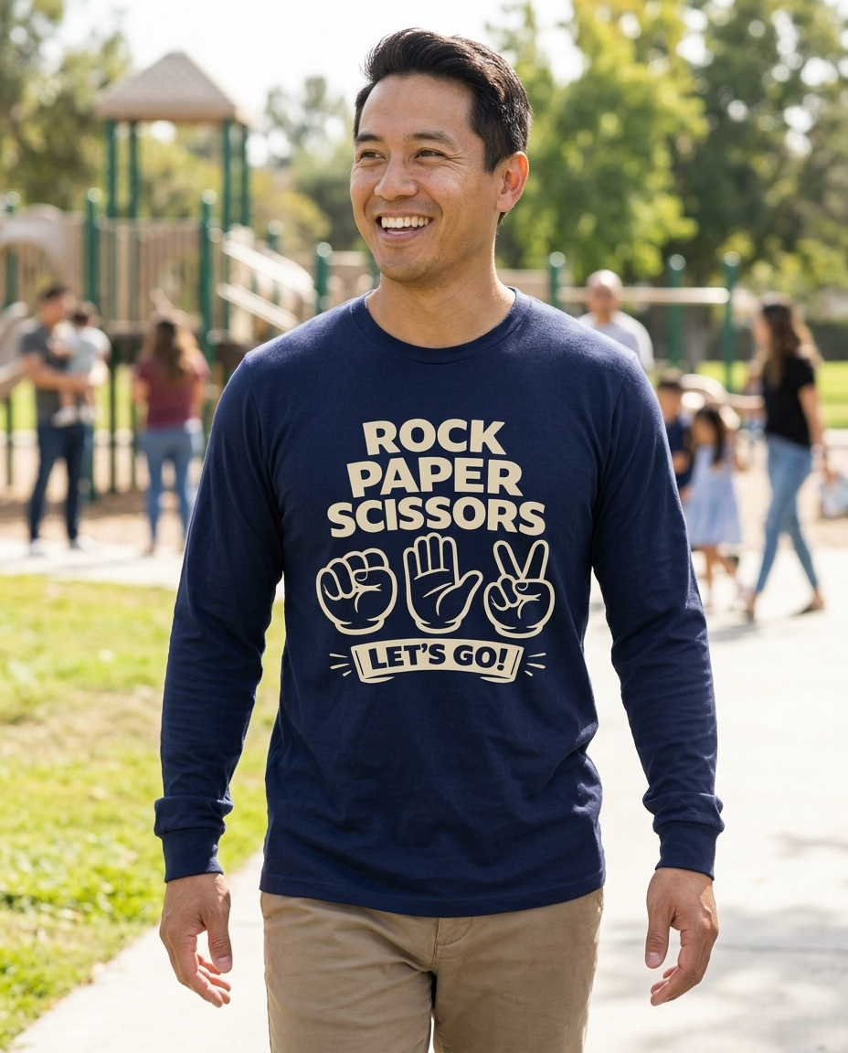 Rock Paper Scissors Adult Long Sleeve Tee - Dark Colors
