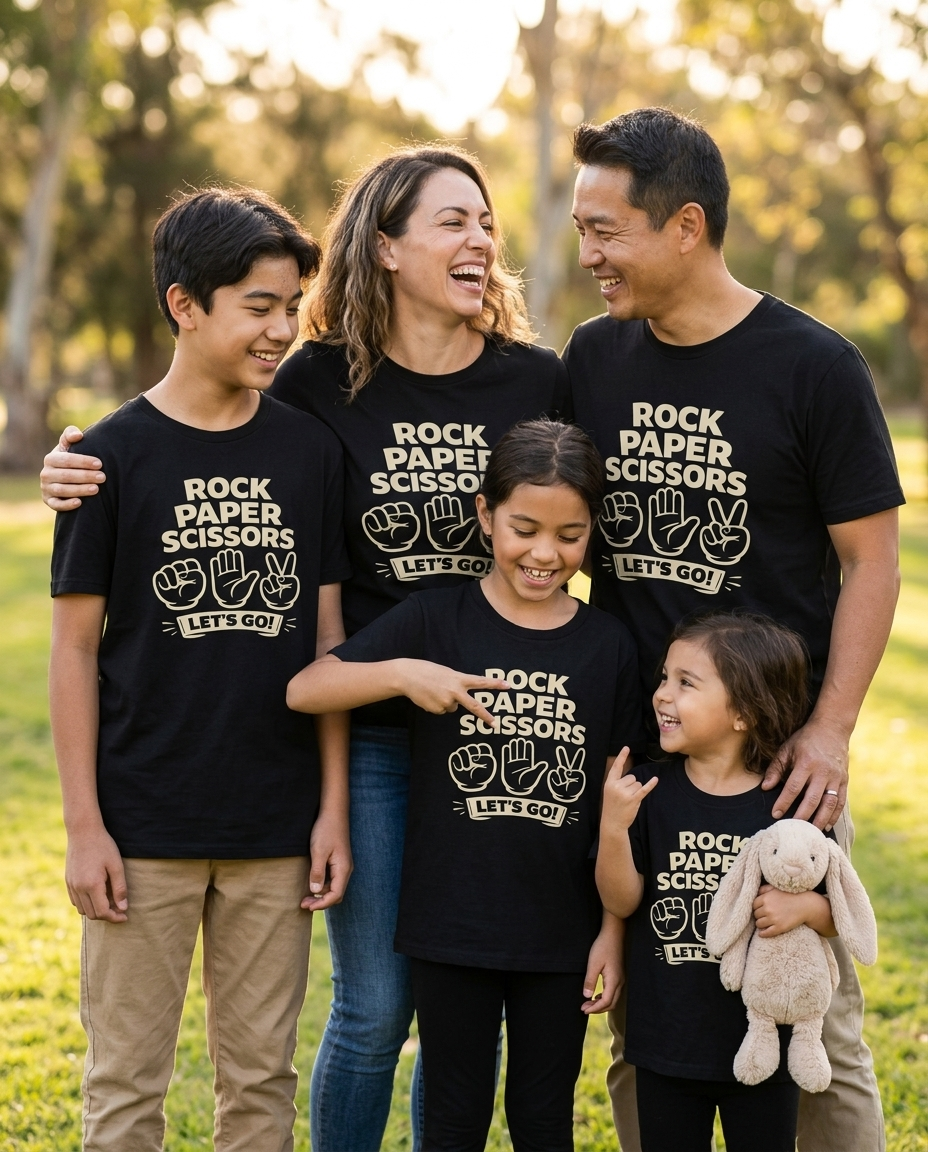Rock Paper Scissors Adult Tee - Dark Colors