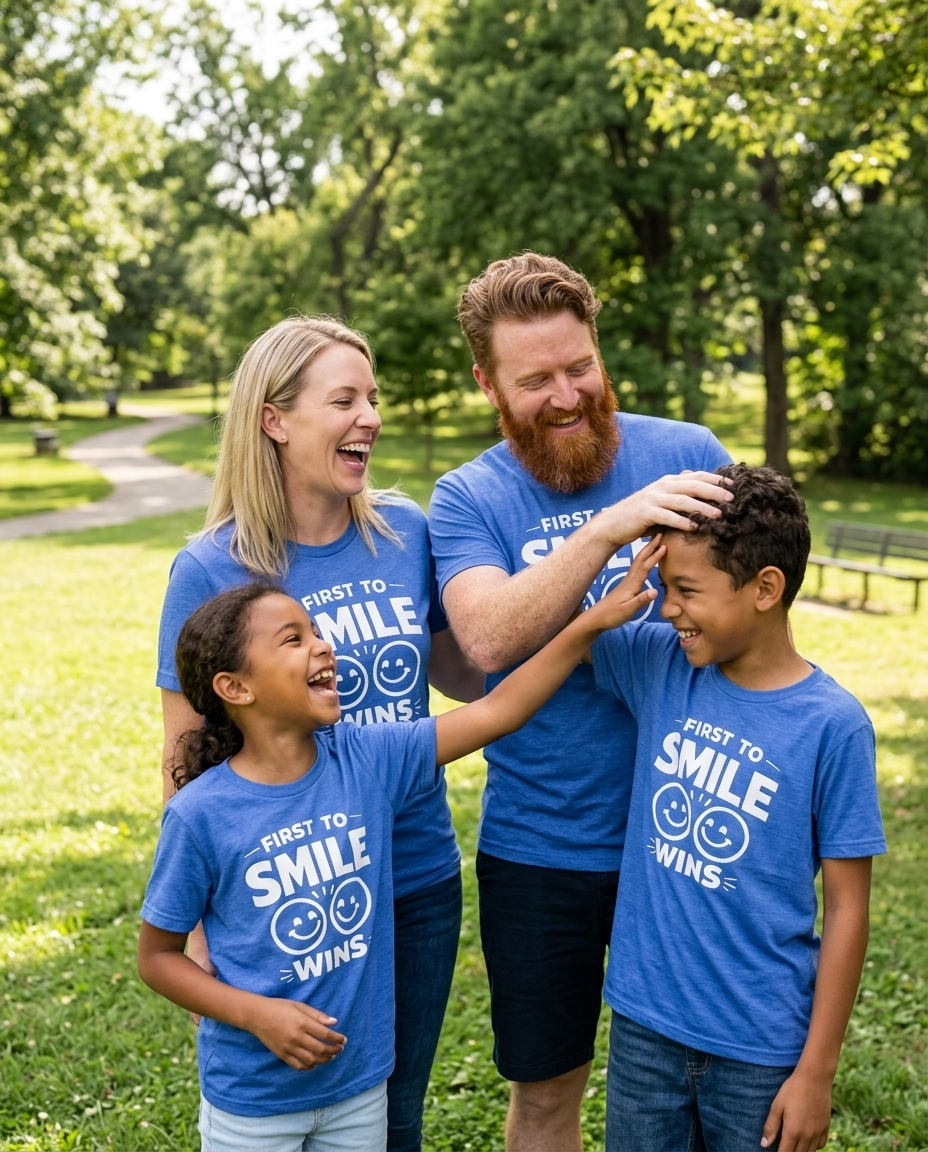 First to Smile Wins Adult Tee - Bright Colors