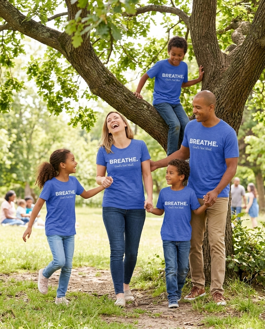 Breathe. God’s Not Mad. Adult Tee - Bright Colors
