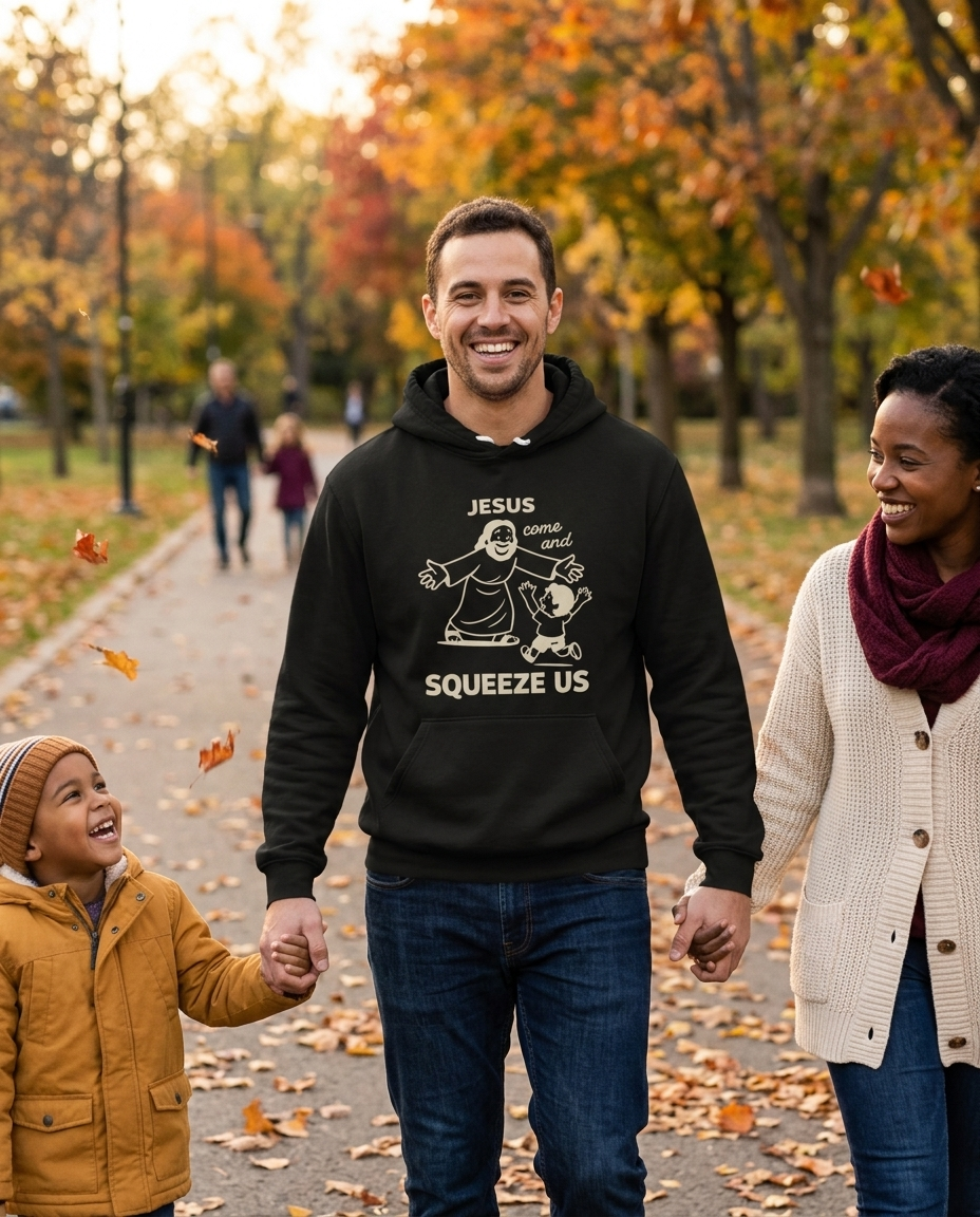 Jesus Come and Squeeze Us Adult Hoodie - Dark Colors