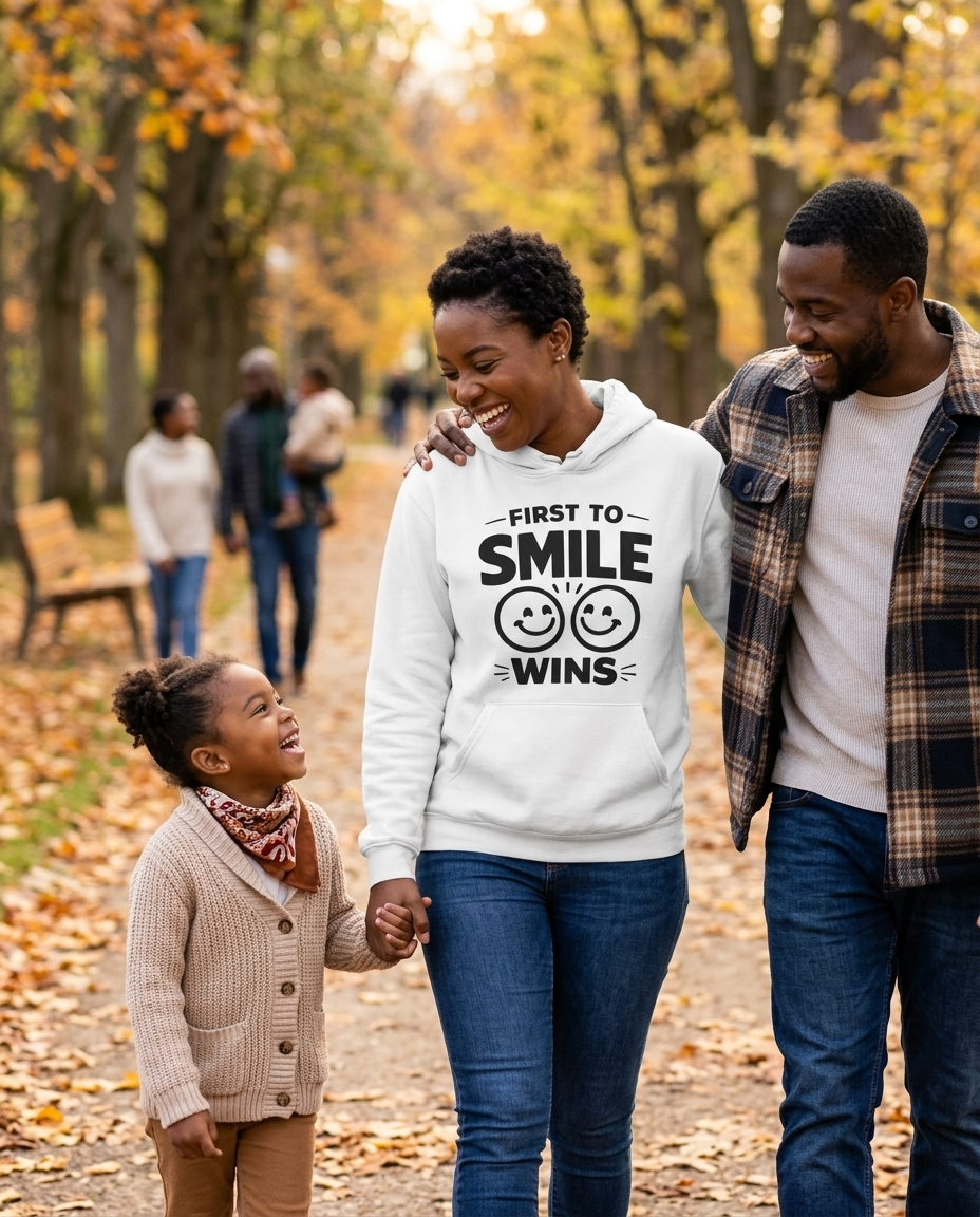 First to Smile Wins Adult Hoodie - Light Colors