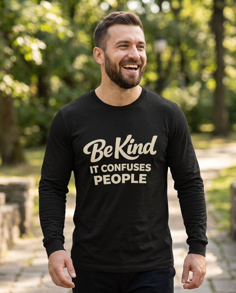 Be Kind It Confuses People Adult Long Sleeve Tee - Dark Colors