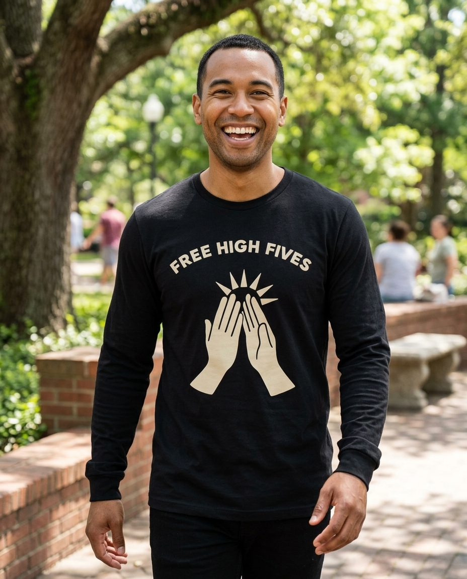 Free High Fives Adult Long Sleeve Tee - Dark Colors