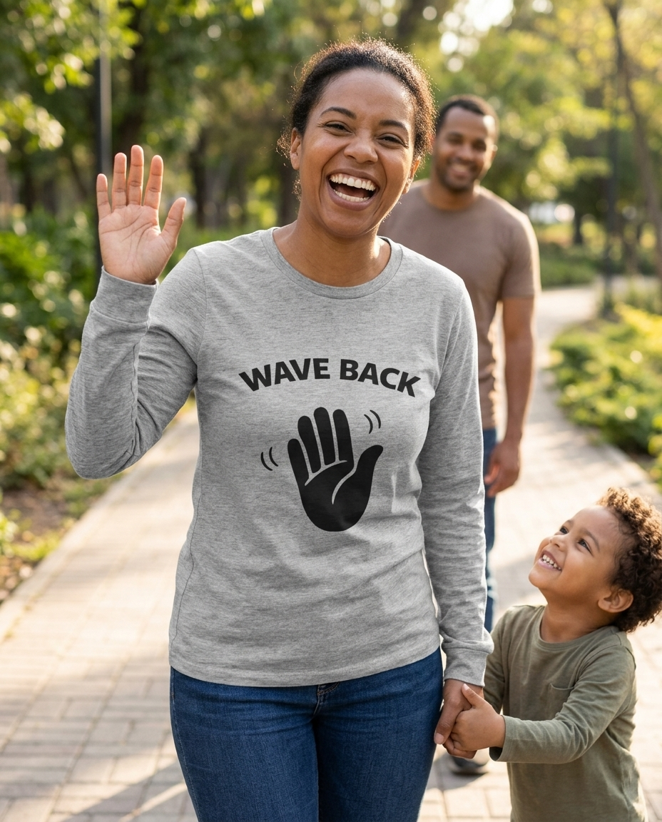 Wave Back Adult Long Sleeve Tee - Light Colors