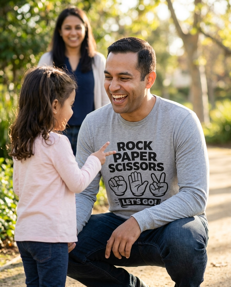 Rock Paper Scissors Adult Long Sleeve Tee - Light Colors