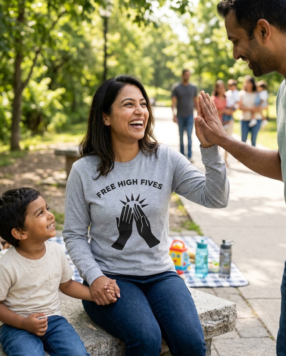 Free High Fives Adult Long Sleeve Tee - Light Colors