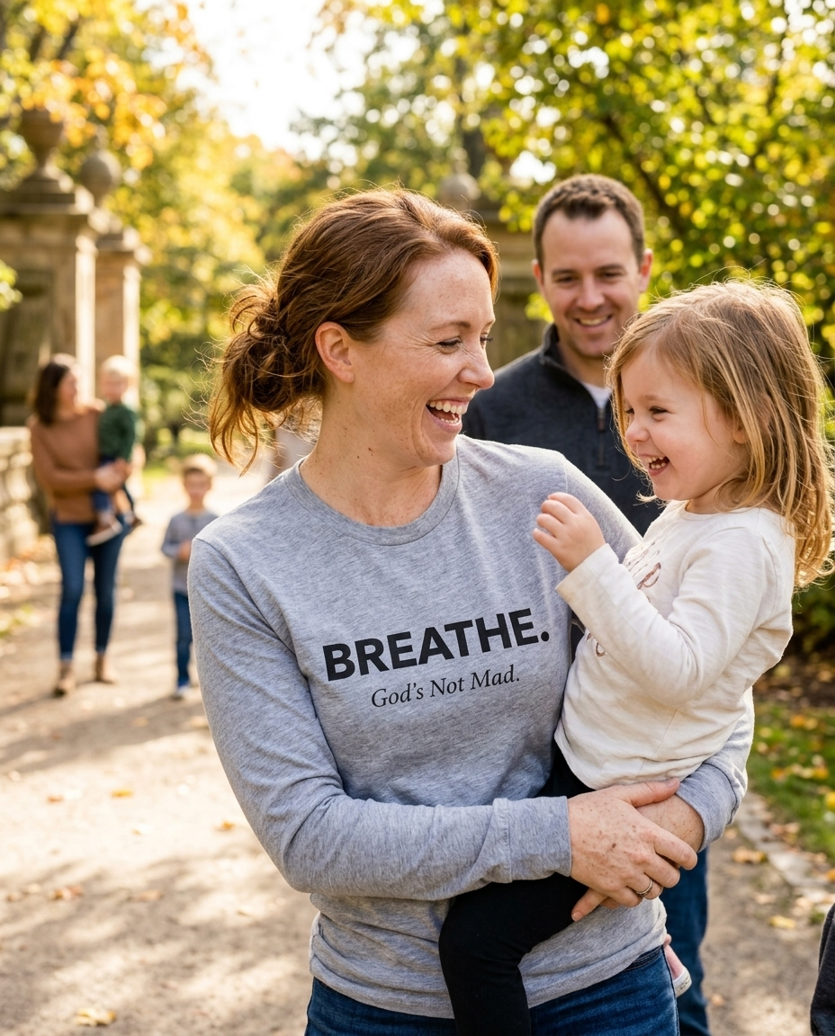 Breathe. God’s Not Mad. Adult Long Sleeve Tee - Light Colors