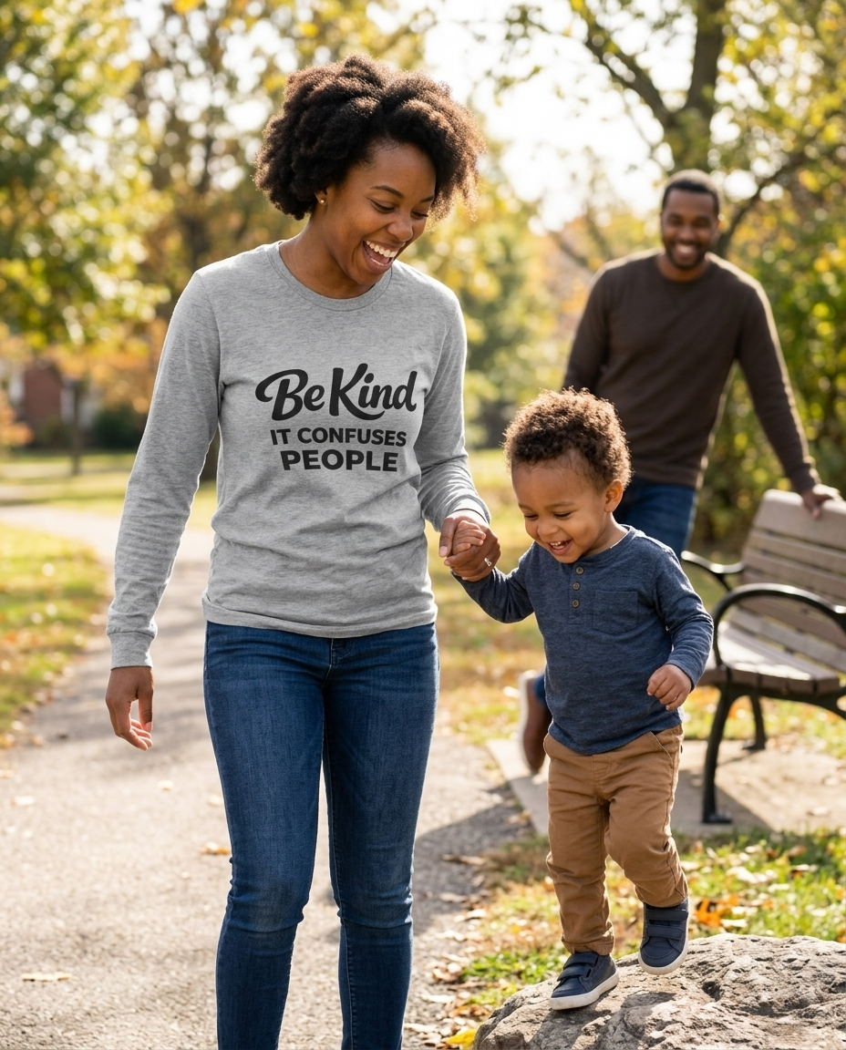 Be Kind It Confuses People Adult Long Sleeve Tee - Light Colors