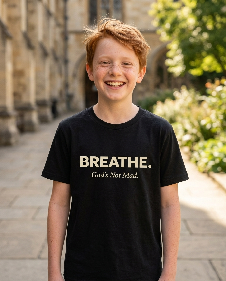 Breathe. God’s Not Mad. Youth Tee - Dark Colors