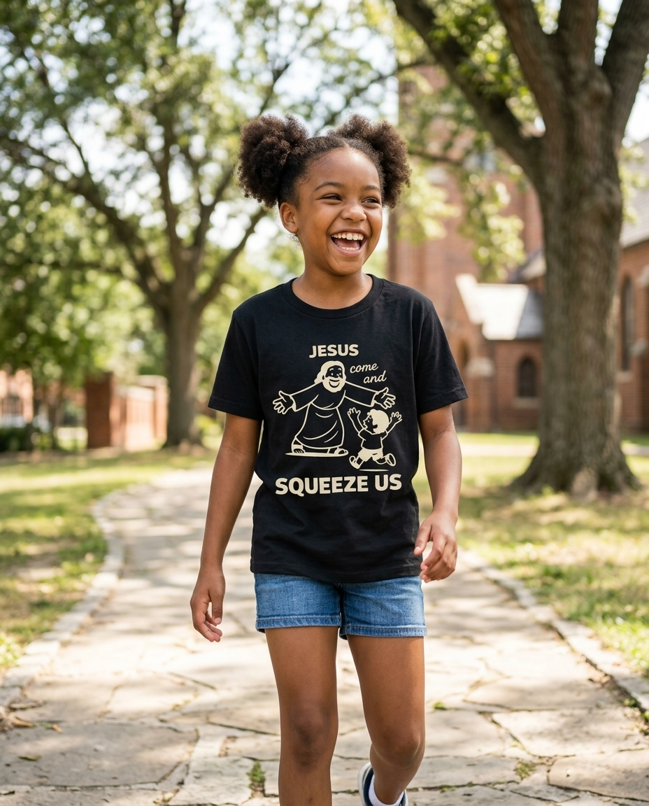 Jesus Come and Squeeze Us Youth Tee - Dark Colors