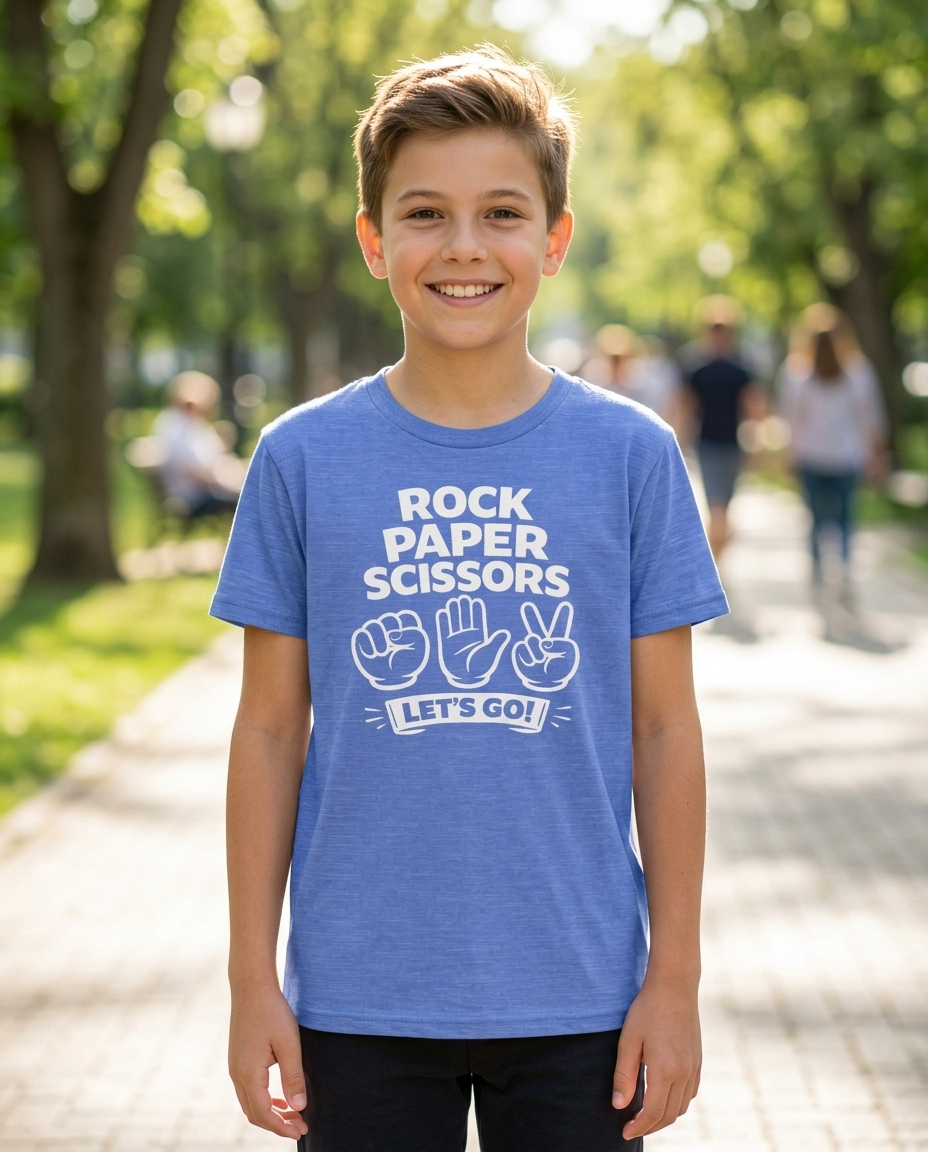 Rock Paper Scissors Youth Tee - Bright Colors