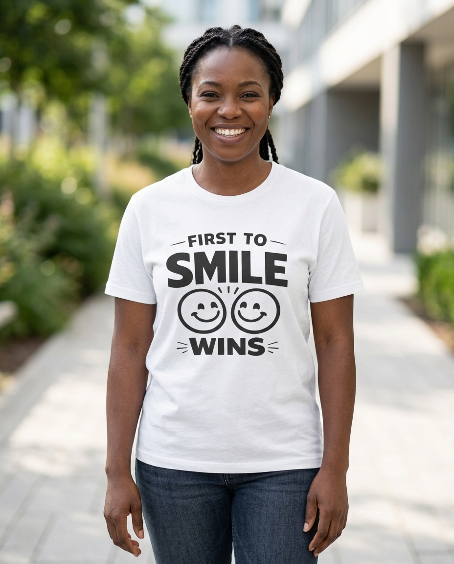 First to Smile Wins Adult Tee - Light Colors