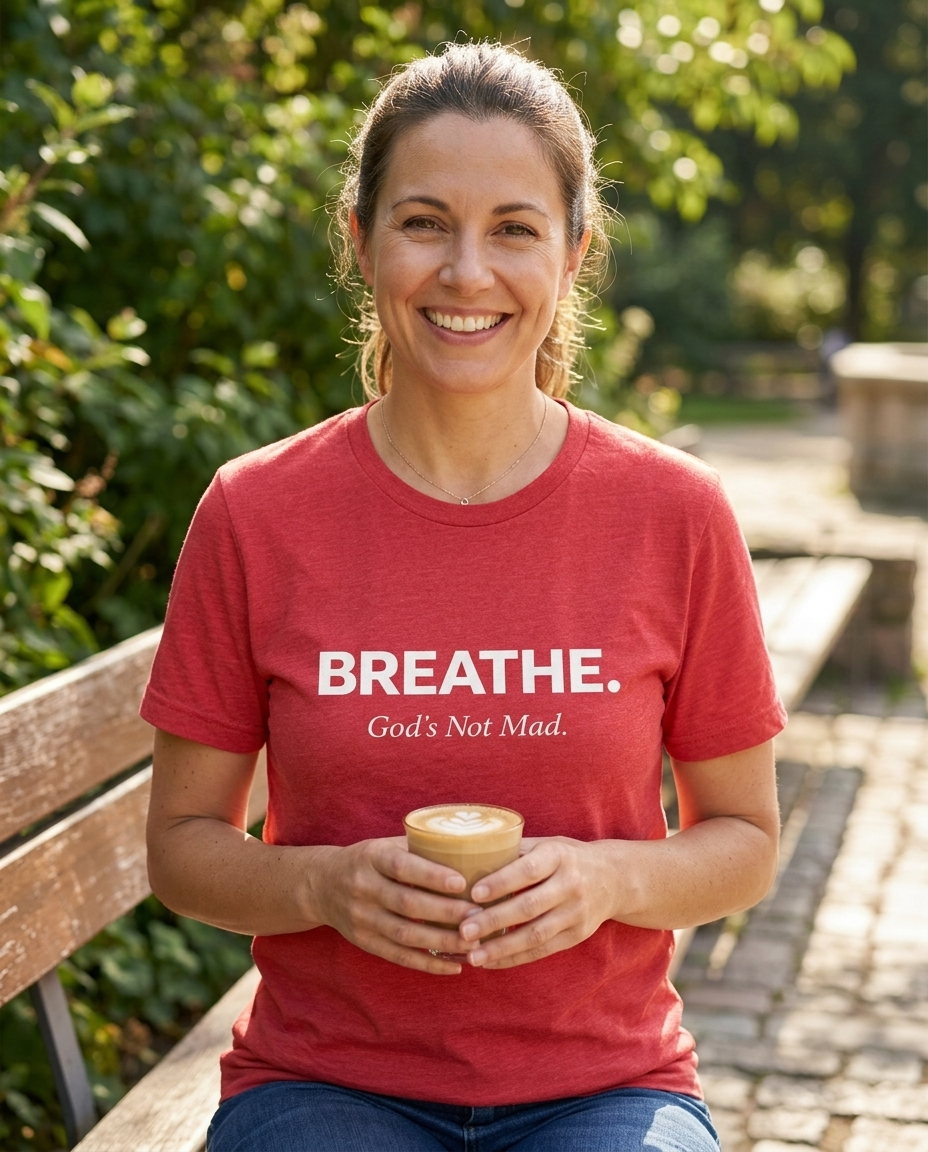 Breathe. God’s Not Mad. Adult Tee - Bright Colors