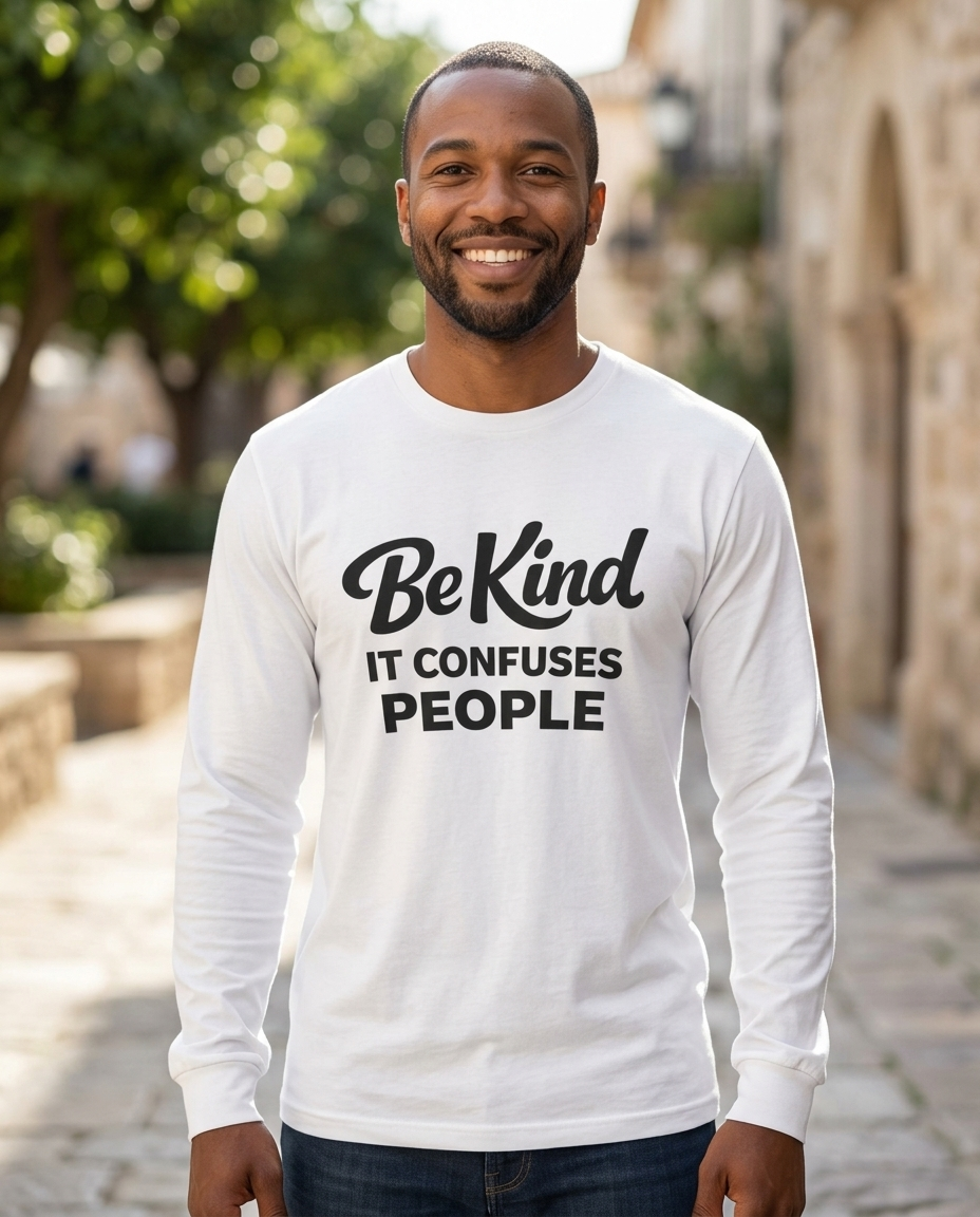 Be Kind It Confuses People Adult Long Sleeve Tee - Light Colors