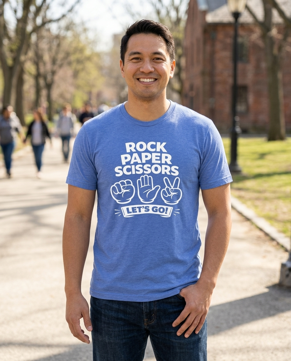 Rock Paper Scissors Adult Tee - Bright Colors