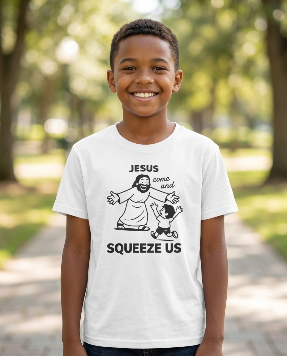 Jesus Come and Squeeze Us Youth Tee - Light Colors