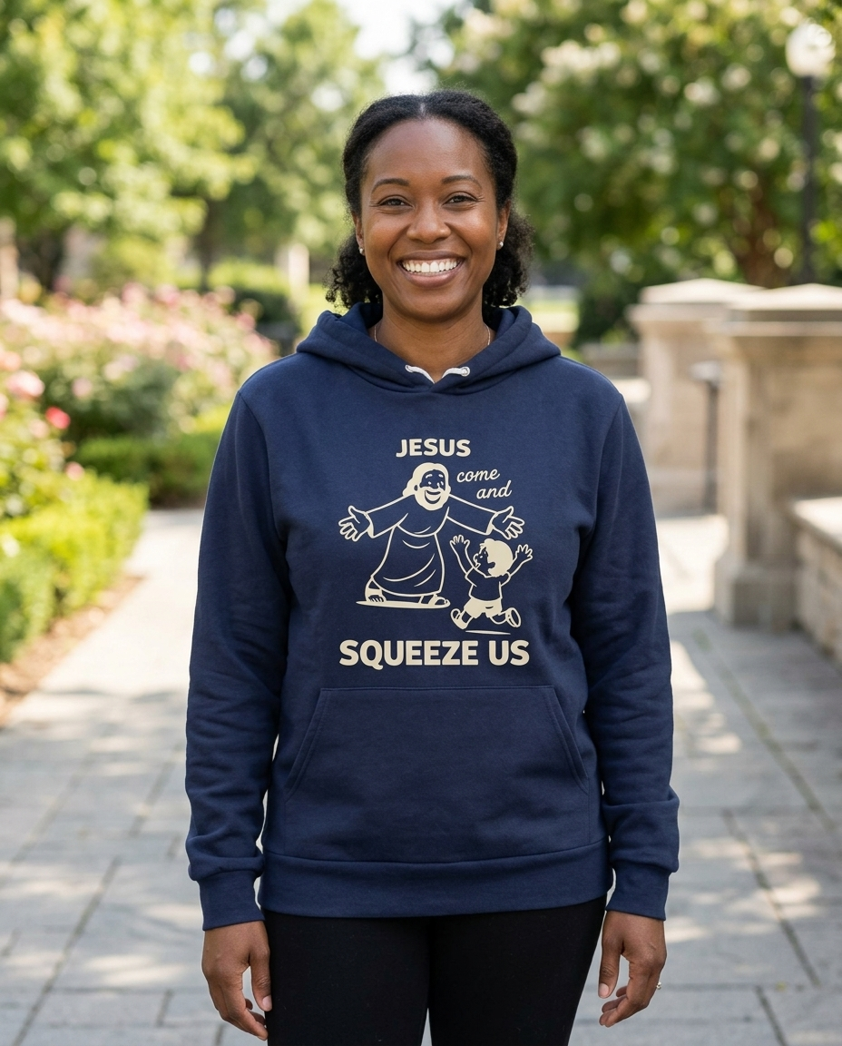 Jesus Come and Squeeze Us Adult Hoodie - Dark Colors