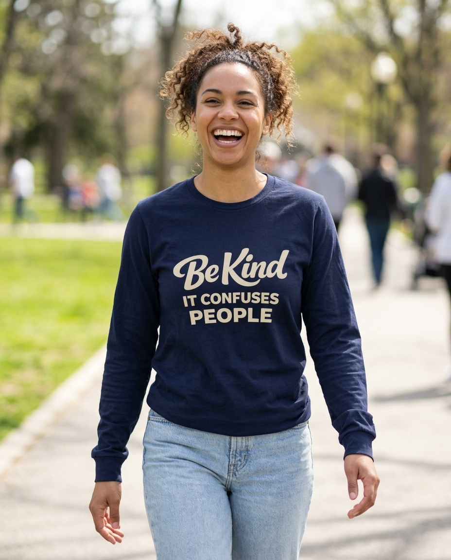 Be Kind It Confuses People Adult Long Sleeve Tee - Dark Colors