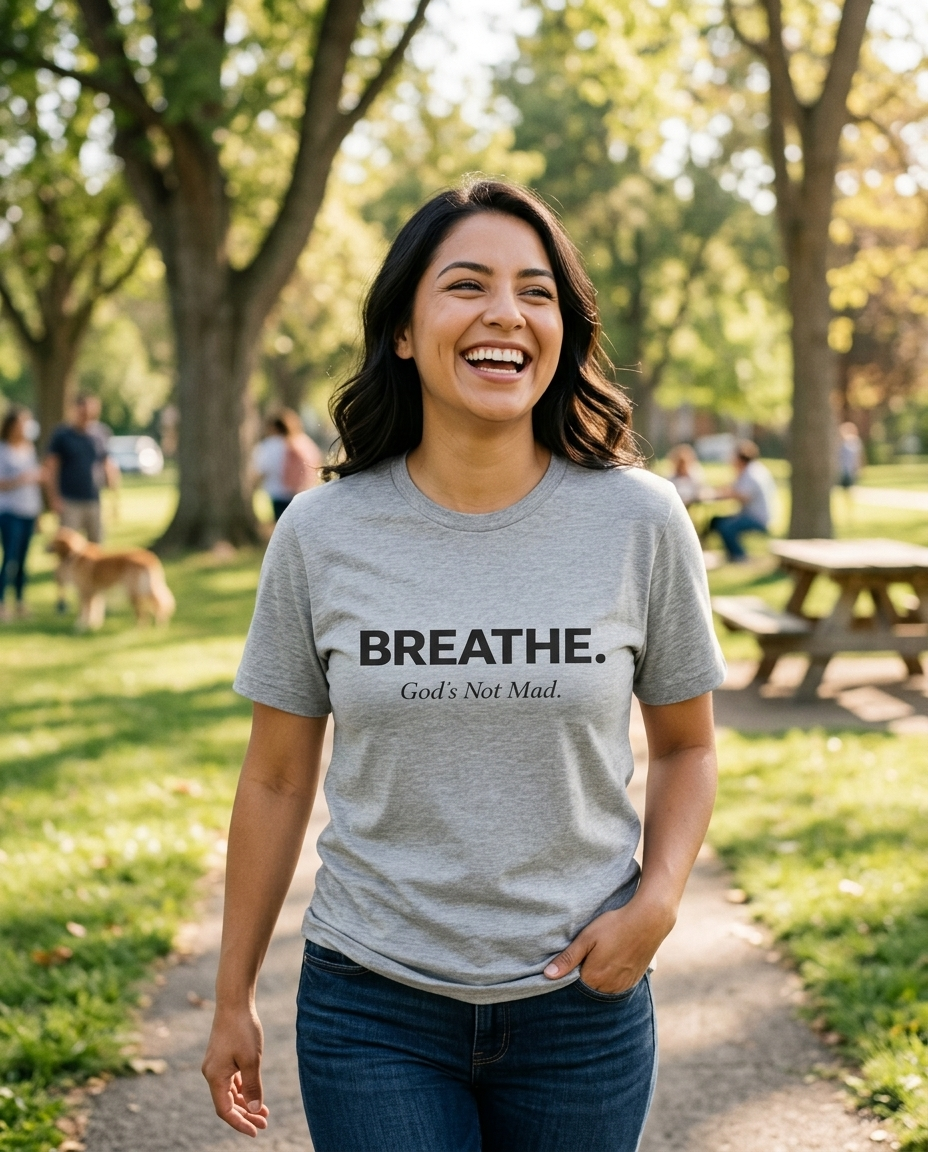 Breathe. God’s Not Mad. Adult Tee - Light Colors