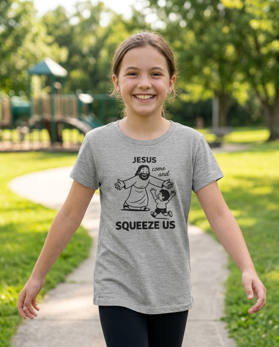 Jesus Come and Squeeze Us Youth Tee - Light Colors