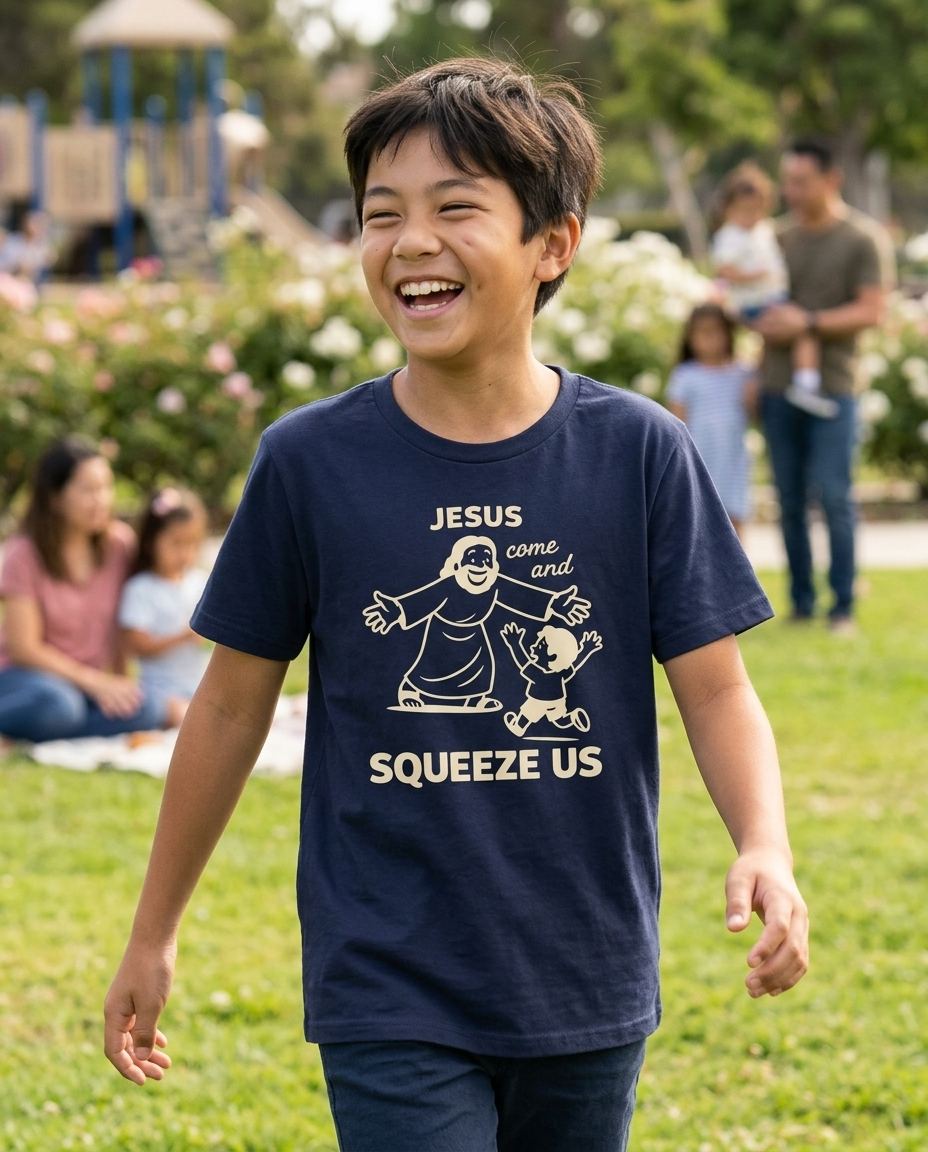 Jesus Come and Squeeze Us Youth Tee - Dark Colors