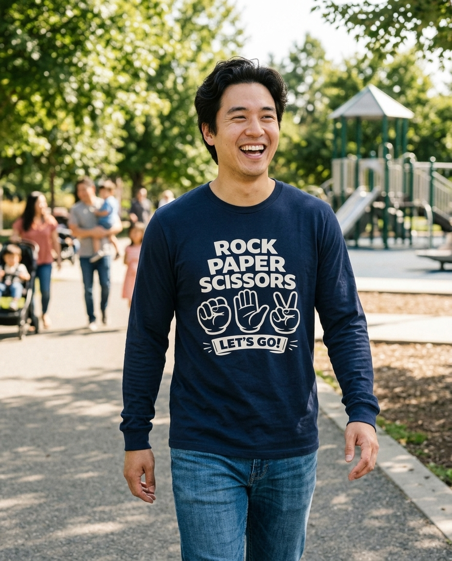 Rock Paper Scissors Adult Long Sleeve Tee - Dark Colors