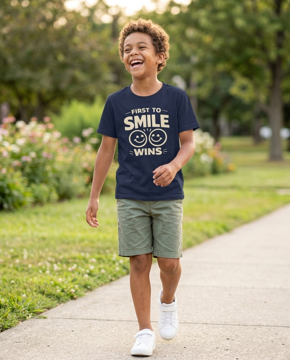 First to Smile Wins Youth Tee - Dark Colors