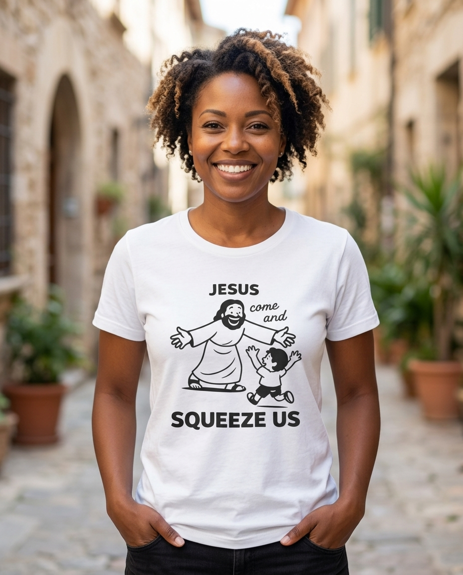 Jesus Come and Squeeze Us Adult Tee - Light Colors