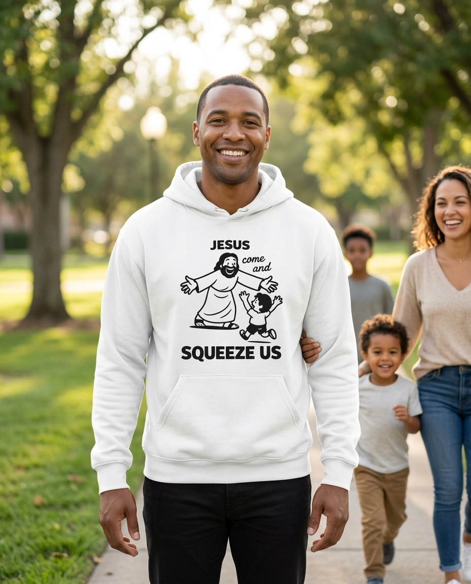 Jesus Come and Squeeze Us Adult Hoodie - Light Colors
