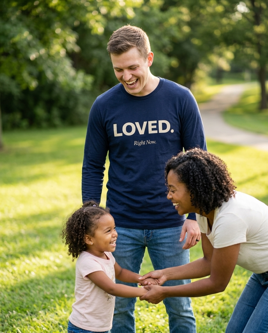 Loved. Right Now. Adult Long Sleeve Tee - Dark Colors