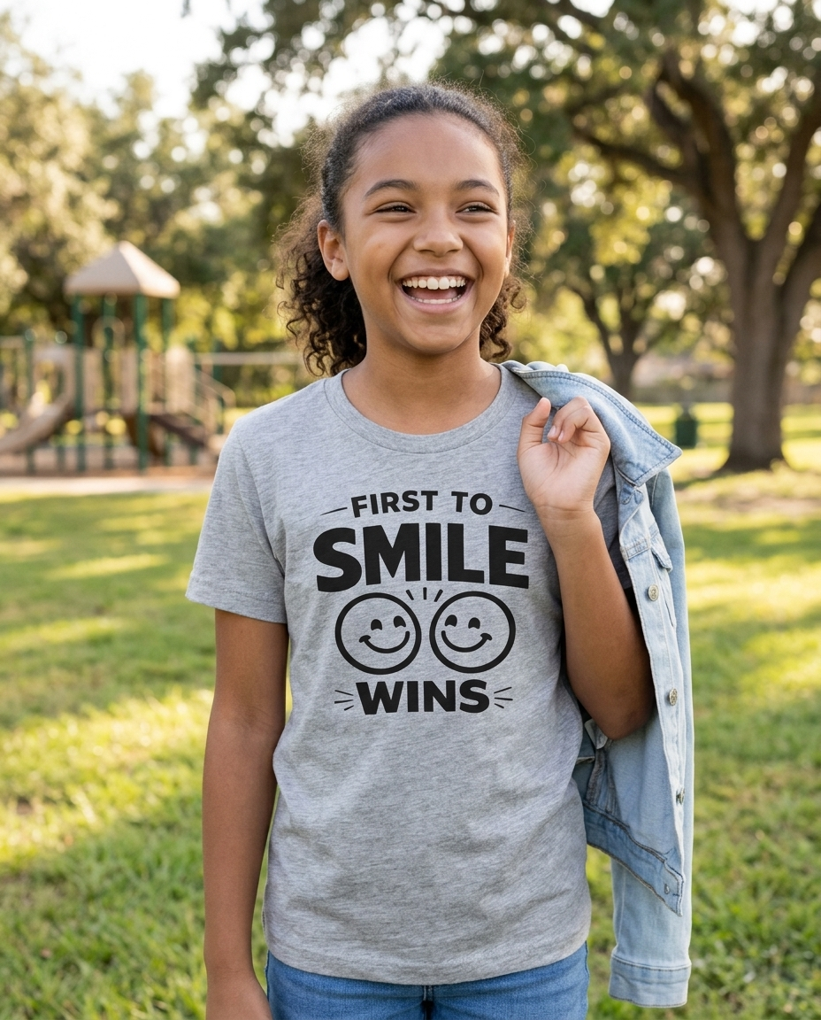First to Smile Wins Youth Tee - Light Colors
