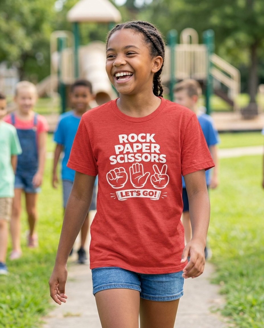 Rock Paper Scissors Youth Tee - Bright Colors