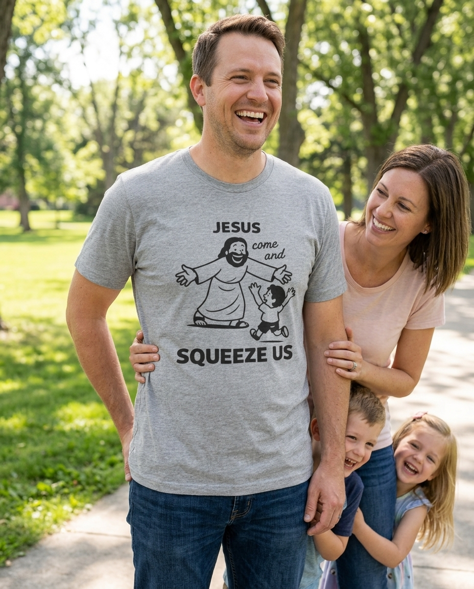 Jesus Come and Squeeze Us Adult Tee - Light Colors