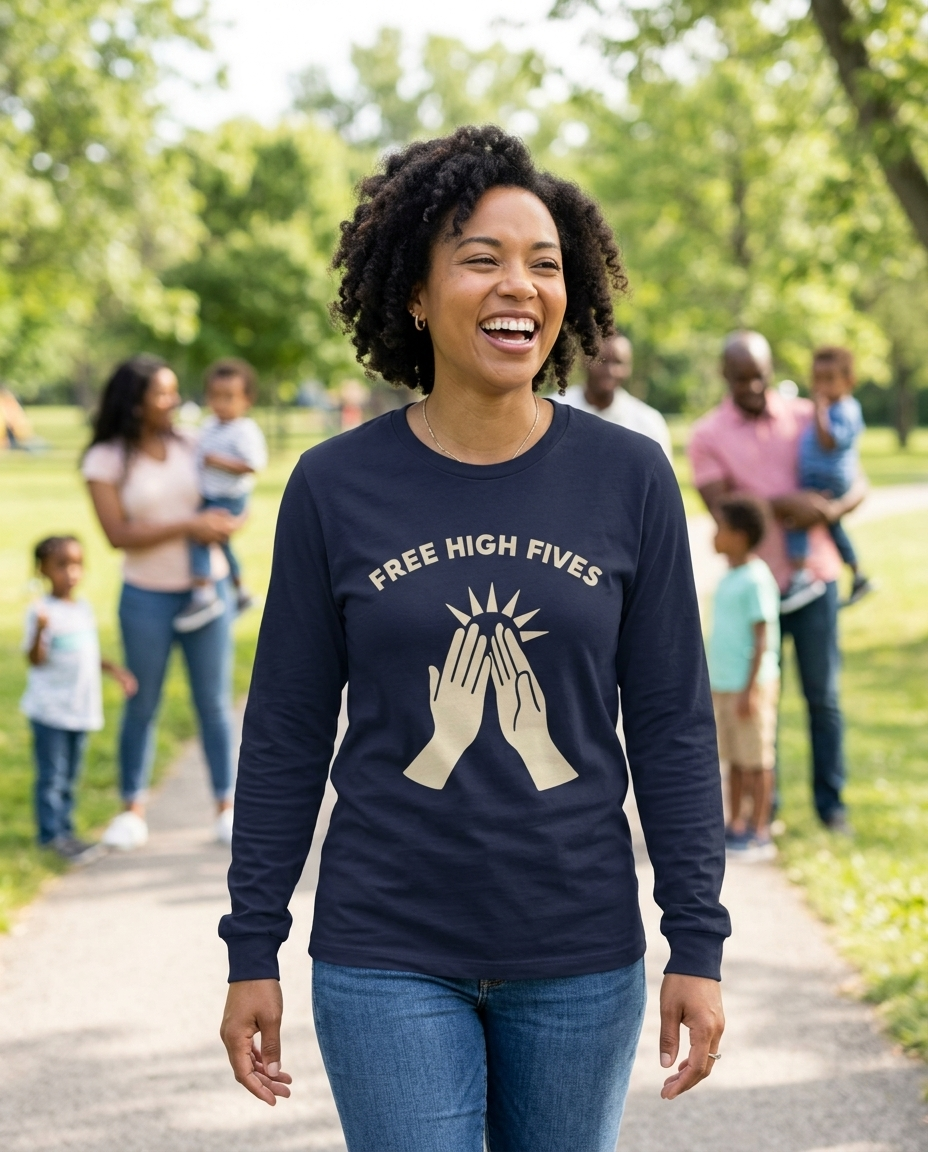 Free High Fives Adult Long Sleeve Tee - Dark Colors