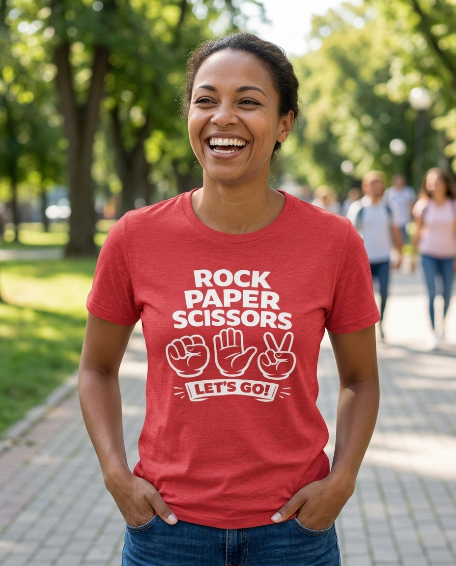 Rock Paper Scissors Adult Tee - Bright Colors