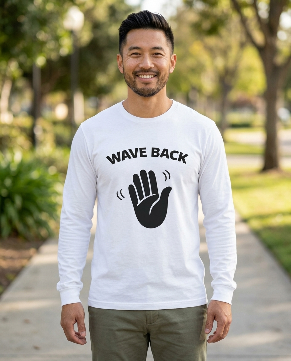 Wave Back Adult Long Sleeve Tee - Light Colors